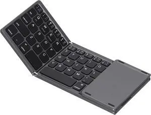 EBTOOLS Portable Bluetooth Keyboard, USB Wired/Bluetooth 3.0 DualMode Foldable Keyboard with TouchPad, Suitable for iOS/Windows/Android Systems(Black)