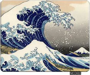 Ocean Rectangle Gaming Mousepad Japanese The Great Wave Off Kanagawa Pattern Mouse Pad Mouse Mat for Computer Desk Laptop Office 9.5 X 7.9 Inch Non-Slip Rubber
