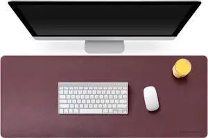 Dual-Sided Multifunctional Desk Pads, 95x40cmWaterproof Desk Blotter Protector Leather Office Desk Wrting Mat Gaming Mouse Pad (Light Purple)