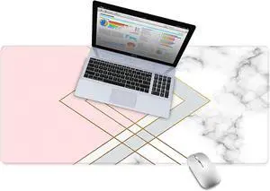 Desk Pad Office Desk Mat 35.4 x 15.7 PU Leather Desk Blotter Laptop Desk Mat Waterproof Desk Writing Pad for Office and Home Decor Thick Gaming Mouse Pad (Pink White Cloud Marble)