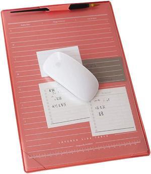 Multi-Purpose PU Leather Mouse Mat Non-Skid Gaming Mouse Pad Desktop Protector Office Home Writing Pad Planner Organizer Pad with Pen Loop and Transparent Sheet for Notes Memo to-do List (Pink)