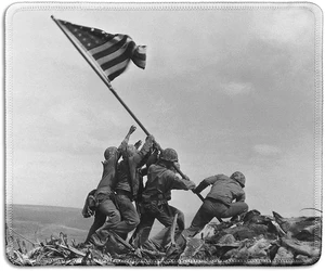 - Art Mousepad - Natural Rubber Mouse Pad with Classic Photo of Classic Photo of Raising the Flag on Iwo Jima - Stitched Edges - 9.5x7.9 inches - Art Mousepad - Natural Rubber Mouse Pad with Classic Photo of Classic Photo of Raising the Flag on Iwo Jima - Stitched Edges - 9.5x7.9 inches
