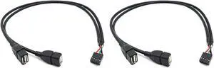 Duttek USB Header Splitter Cable,10 pin Motherboard USB Header to Dual USB Cable, Dupont 10 Pin Female Header to Dual USB 2.0 Female Motherboard Extender Splitter Cable Cord (2AF/10 Pin 0.5M)