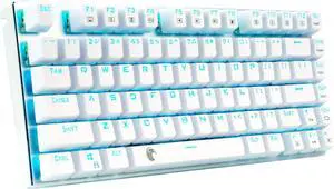 eElement Gaming Keyboard, Mechanical Keyboard, USB Connected, Wired 81 Keys Anti-Ghost Keys, LED Backlight, Waterproof Function, English Layout for Gamers (Blue Axis, White)
