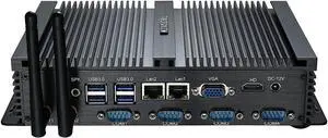 Kingdel Powerful Mini PC, Fanless Industrial PC, Intel i5 Dual Core CPU, 8GB RAM, 128GB SSD, 2xNICs, 4xUSB 3.0, 4xCOM RS232, HD Port, Metal Case, Windows 10 Pro