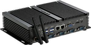 Kingdel Powerful Mini Desktop Computer, Fanless Industrial PC, Intel i5 Dual Core CPU, 8GB RAM, 256GB SSD, 2xNICs, 4xUSB 3.0, 4xCOM RS232, HD Port, Metal Case, Windows 10 Pro