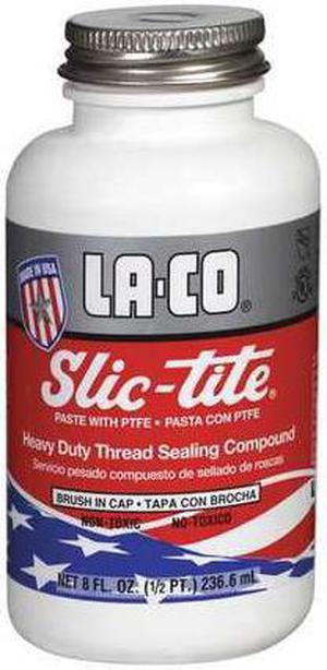 LA-CO 42019 Pipe Thread Sealant 9.6 fl oz, Brush-Top Can, Slic-Tite, White,