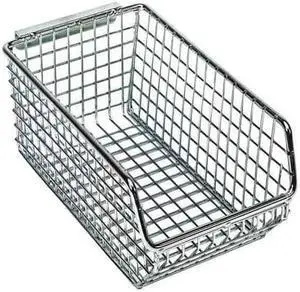 QUANTUM STORAGE SYSTEMS QMB520C Hang & Stack Storage Bin, Wire, Chrome, 3 in H,