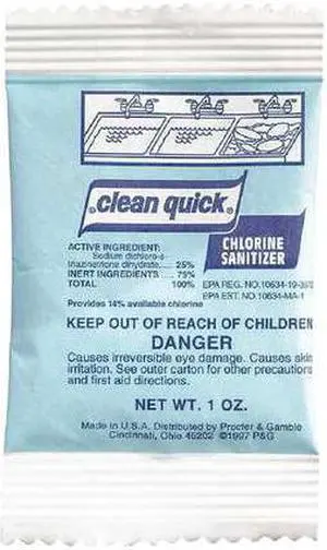 CLEAN QUICK 02584 Sanitizer, 1 oz. Packets, Unscented