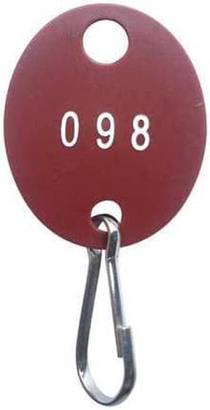 ZORO SELECT 33J884 Key Tag Numbered 101 to 200, Red, 100 PK