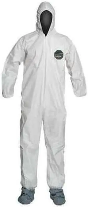 DUPONT NB122SWHLG002500 Hooded Disposable Coveralls, 25 PK, White, Microporous