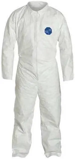 DUPONT TY120SWH2X002500 Tyvek 400 Collared Disposable Coverall, Serged Seam,