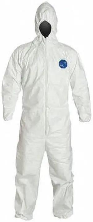 DUPONT TY127SWH3X0006G1 Hooded Disposable Coveralls,3XL,6 PK,White,High Density