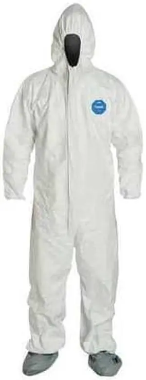 DUPONT TY122SWH2X0006G1 Hooded Disposable Coveralls, 6 PK, White, High Density