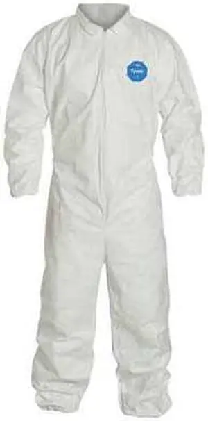 DUPONT TY125SWHMD002500 Collared Disposable Coveralls,M,25 PK,White,High