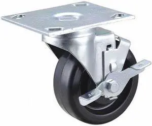 ZORO SELECT 406P70 NSF-Listed Plate Caster,4" Wheel Dia,350 lb.