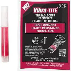 VIBRA-TITE 14002 Threadlocker, VIBRA-TITE 140, Red, High Strength, Liquid, 2 mL
