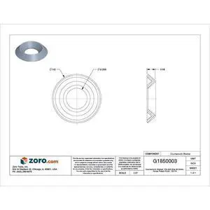 ZORO SELECT 908016-PG Countersunk Washer, Fits Bolt Size #6 Brass, Nickel ZORO SELECT 908016-PG Countersunk Washer, Fits Bolt Size #6 Brass, Nickel