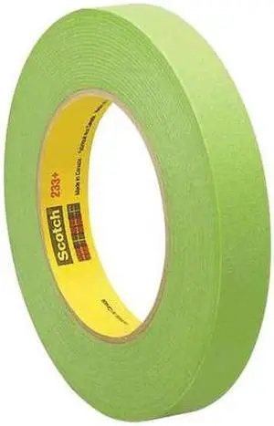 3M 233+/401+ Painter's Tape, 13/32 in W x 60 yd L, 6.7 mil Thick, Green, Rubber
