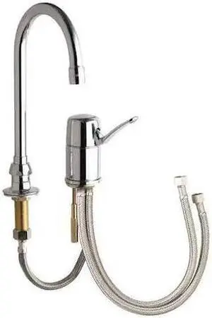 CHICAGO FAUCET 2302-E73ABCP Manual Gooseneck Bathroom Faucet, 6" Mount,