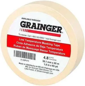 ZORO SELECT 20PJ10 Masking Tape, 1 1/2 in W x 60 yd L, 4.8 mil Thick, Tan,