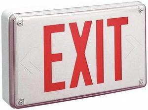 LITHONIA LIGHTING LV S W 2 R 120/277 UM 4X Exit Sign, White, 2 Face(s), LED,