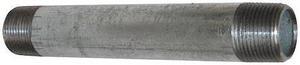 ZORO SELECT 6P873 Nipple, Galvanized Steel, 2in Pipe x 4in L, MNPT x MNPT,