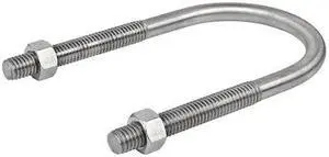 CALBRITE S61200UB00 Round U-Bolt, 3/8"-16, 1 3/4 in Wd, 3 in Ht, Plain