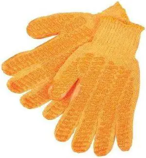 MCR SAFETY 9675MM Knit Gloves, Acrylic, Fish Net Palm, Orange, M, 12 PK