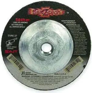 UNITED ABRASIVES/SAIT 22610 Depressed Center Grinding Wheel, Type 27, 4 1/2 in