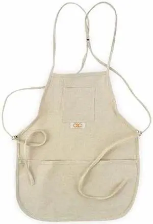 CLC C11  Loop Neck Bib Apron w/ Pockets, White Canvas