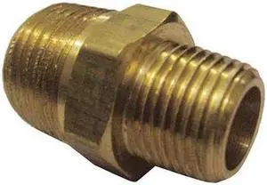 ZORO SELECT 6AZF1 Brass Reducing Nipple, MNPT, 1/4" x 1/8" Pipe Size 10 PK