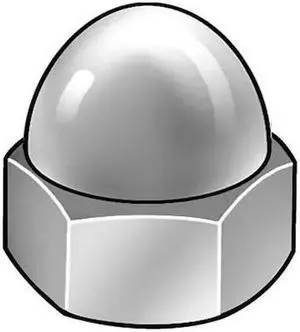 ZORO SELECT CPB062 Extra Low Crown Cap Nut, 1/4"-20, Brass, Nickel Plated, 3/8