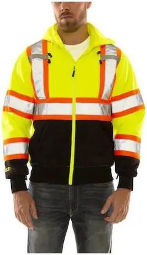 TINGLEY S78122C Unisex High Visibility Sweatshirt, Polyester, zipper Closure,