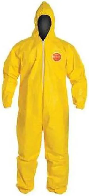DUPONT QC127SYLMD001200 Chemcial Resistant Coverall, Hooded, M, Tychem(R) 2000,