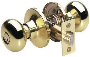 MASTER LOCK BC0103KA Knob Lockset,Biscuit Style,Polished Brss