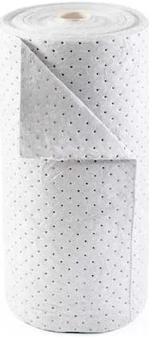 CONDOR 35ZR42 Sorbent Roll, 25 gal, 30 in x 150 ft, Harsh Chemicals, White,