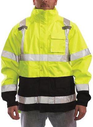 TINGLEY J24122 High Visibility Rain Jacket with hood, Polyester, Class 3 R,