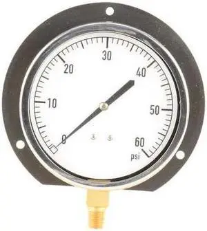 ZORO SELECT 18C765 Industrial Pressure Gauge, 0 to 60 psi, 4 1/2 in Dial, 1/4