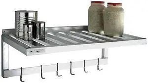 NEW AGE INDUSTRIAL 1121PR Aluminum Wall Shelf, 20"D x 36"W x 13-1/2"H, Silver