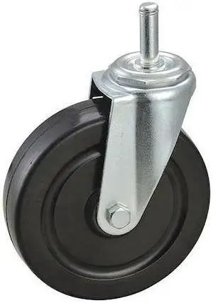 ZORO SELECT 32J852 Swivel Stem Caster,Rubber,5 in.,200 lb.