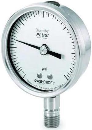 ASHCROFT 351009SW02LXLL5000 Pressure Gauge, 0 to 5000 psi, 1/4 in MNPT,