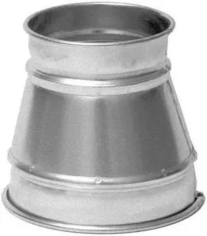 NORDFAB 8040025869 Reducer, 6 in x 4 in Duct Dia, Galvanized Steel, 22 GA, 8" L
