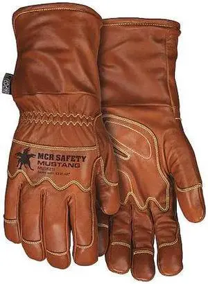 MCR SAFETY MU36211M Leather Drivers Gloves, Gauntlet, Brown / Brown, M, 1 PR