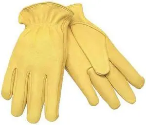 MCR SAFETY 3500L Leather Drivers Gloves, Shirred Slip-On Cuff, Keystone Thumb,