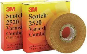 3M 2520-1X36YD Varnished Cambric Tape, 8 mil, 1" x 108 ft. 3M 2520-1X36YD Varnished Cambric Tape, 8 mil, 1" x 108 ft.