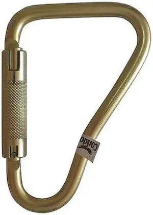 CONDOR 16V855 Carabiner, Auto-Lock, 8-3/4" L, Zinc-Plated Alloy Steel, Yellow