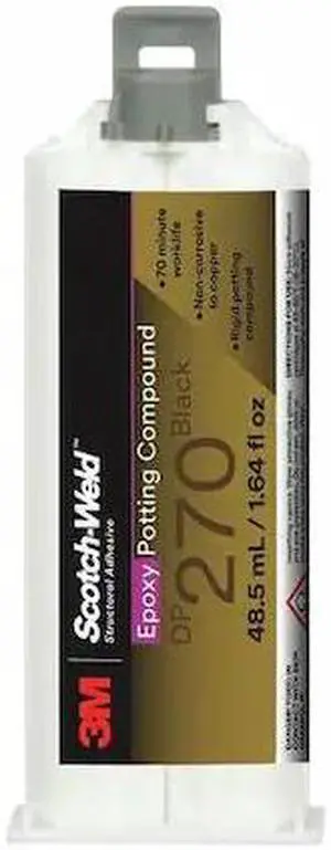 3M 270 Epoxy Adhesive, DP270 Series, Black, Dual-Cartridge, 1:01 Mix Ratio, 1