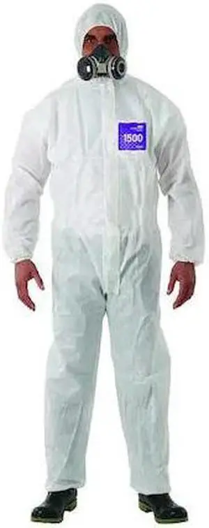 ANSELL WH15-S-92-106-05 Disposable Coverall, Hooded, XL, SMS, Zipper, Elastic
