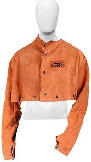 CONDOR 5T177 Flame Resistant Cape Sleeve, Brown, Leather, XL